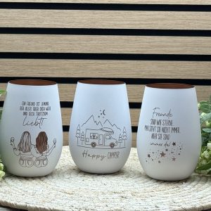 Windlicht weiß - Stölzle Glas mit Lasergravur